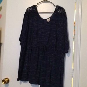 Navy Lace Shoulder